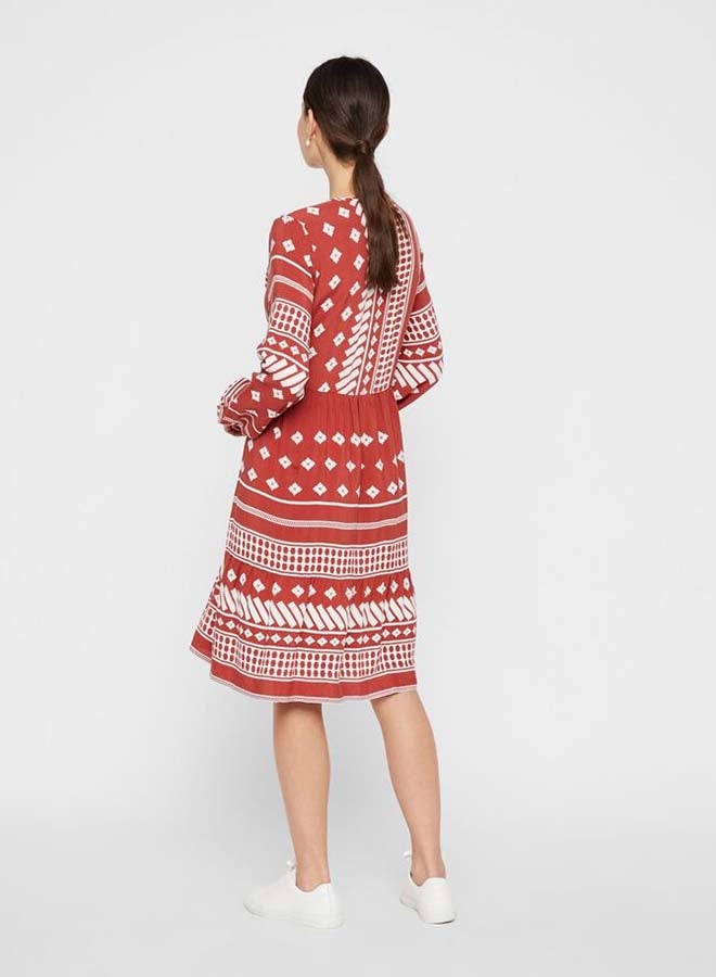PIECES Ella Long Sleeve Dress Rust  - Image 2