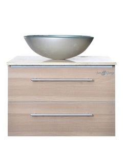 3-Piece Bathroom Sink Unit Set Beige/Silver