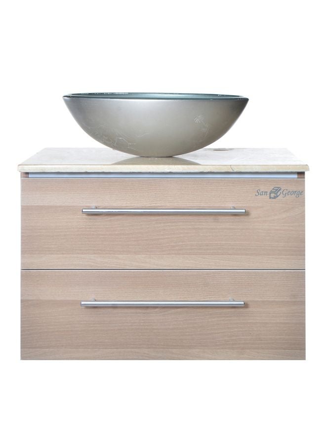 San George Design - 3-Piece Bathroom Sink Unit Set Beige/Silver - Image 1