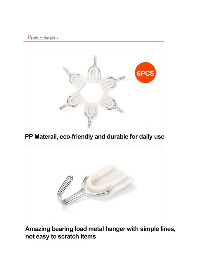 6-Piece Sticky Hanger Hook Set white 2.4x4.7centimeter - Image 3