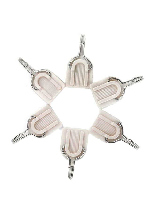 6-Piece Sticky Hanger Hook Set white 2.4x4.7centimeter - Image 1