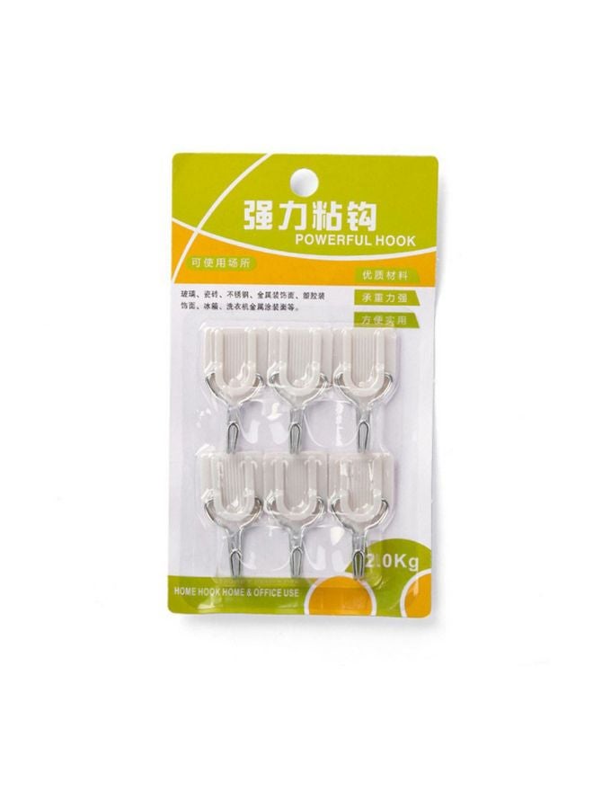 6-Piece Sticky Hanger Hook Set white 2.4x4.7centimeter - Image 2