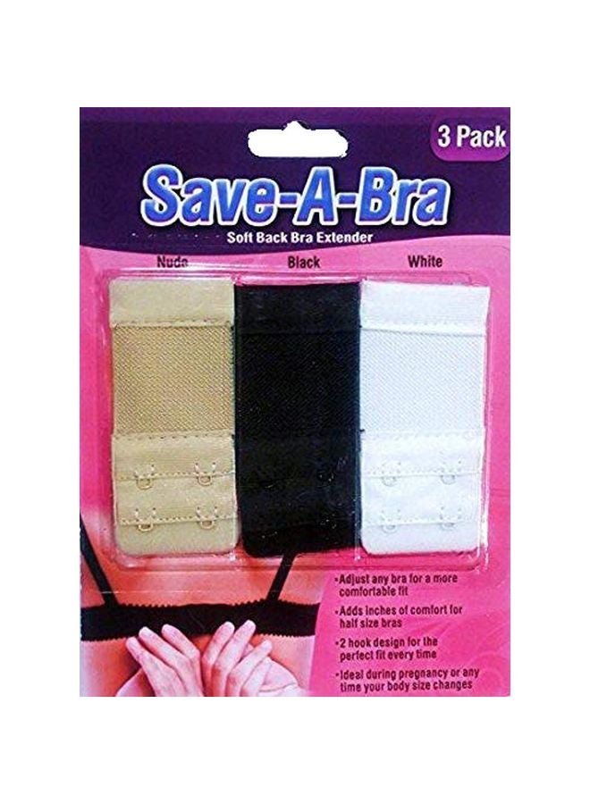 Save-A-Bra 3-Piece Back Bra Extender Set Black/Nude/White