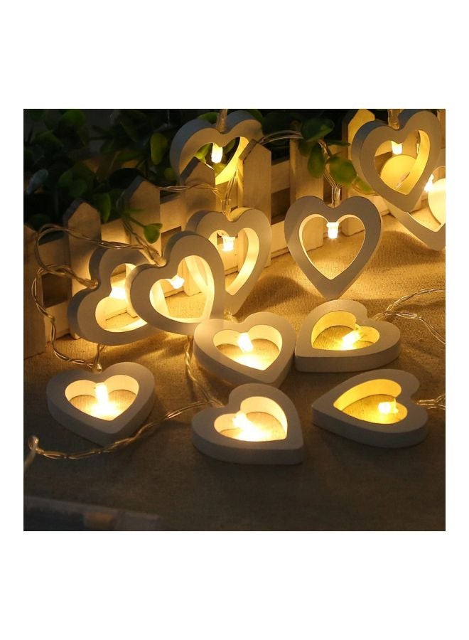 بيوينتي سلسلة مصابيح إضاءة LED بتصميم قلب من الخشب أصفر 1متر - Image 2