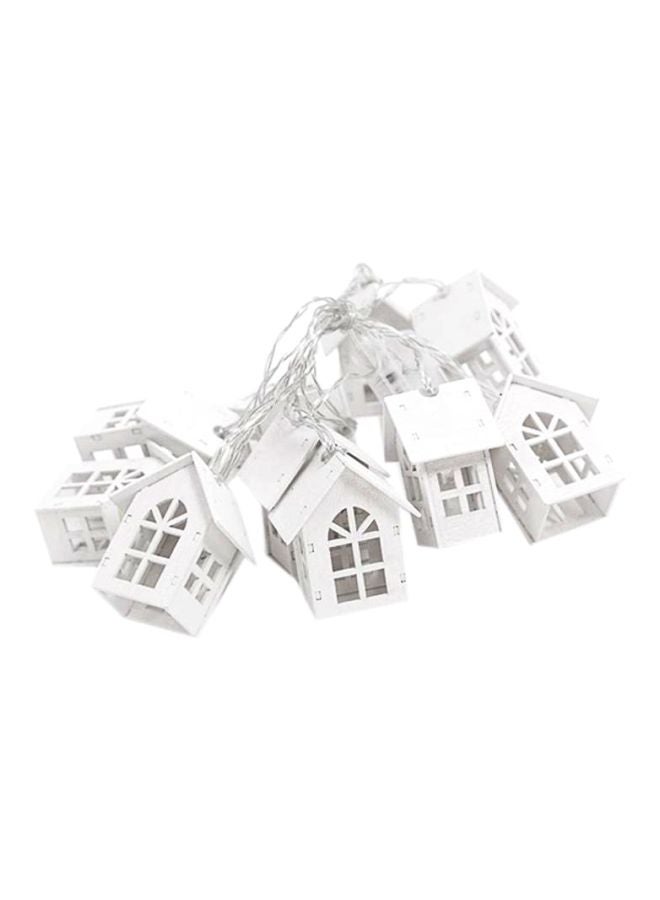 بيوينتي سلسلة مصابيح LED بتصميم إكليل من منازل خشبية أبيض 6.5x5.5سم - Image 1