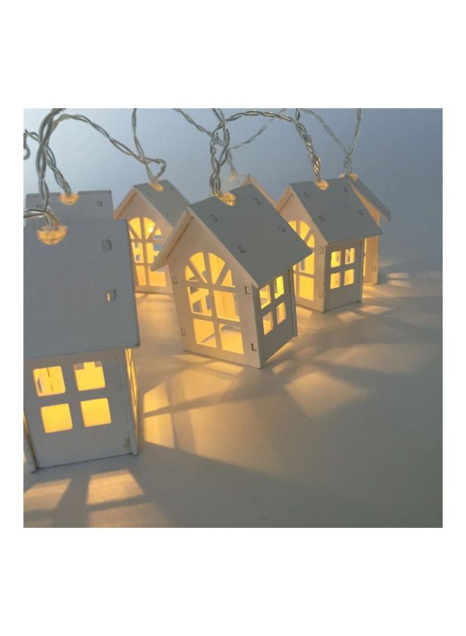 بيوينتي سلسلة مصابيح LED بتصميم إكليل من منازل خشبية أبيض 6.5x5.5سم - Image 3