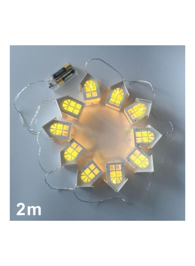بيوينتي سلسلة مصابيح LED بتصميم إكليل من منازل خشبية أبيض 6.5x5.5سم - Image 4