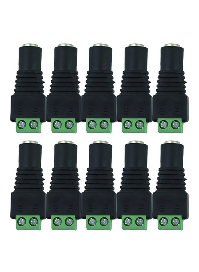Beauenty 10-Piece CCTV Camera Female DC Power Jack Plug Adapter Black/Green 15x10x3centimeter  - Image 1