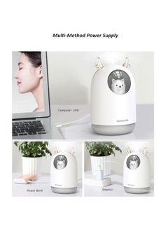 بيوينتي موزع الهواء برائحة عطرة بالموجات فوق الصوتية بتصميم حيوان أليف جميل مع منفذ USB بقدرة 2 وات أبيض/رمادي/فضي  - Image 4