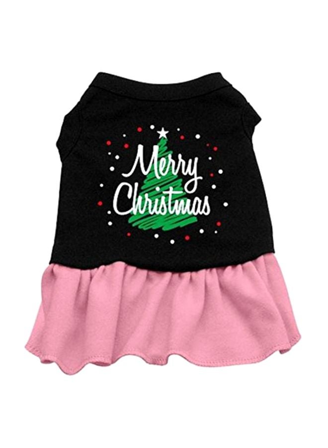 Mirage Pet Products Scribbled Christmas Tree Printed Dres Black/Pink/Green M