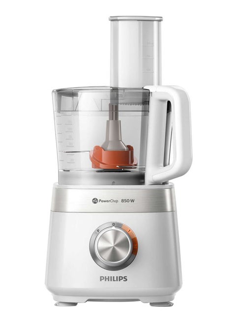 Food Processor - with 10 Accessories including 2.1L Bowl & 1L Blender Jar, 1.5 L 850 W HR7530/01 White/Clear