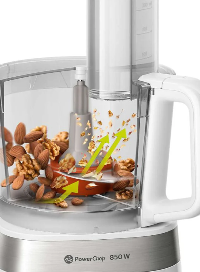 Philips Food Processor - with 10 Accessories including 2.1L Bowl & 1L Blender Jar, 1.5 L 850 W HR7530/01 White/Clear