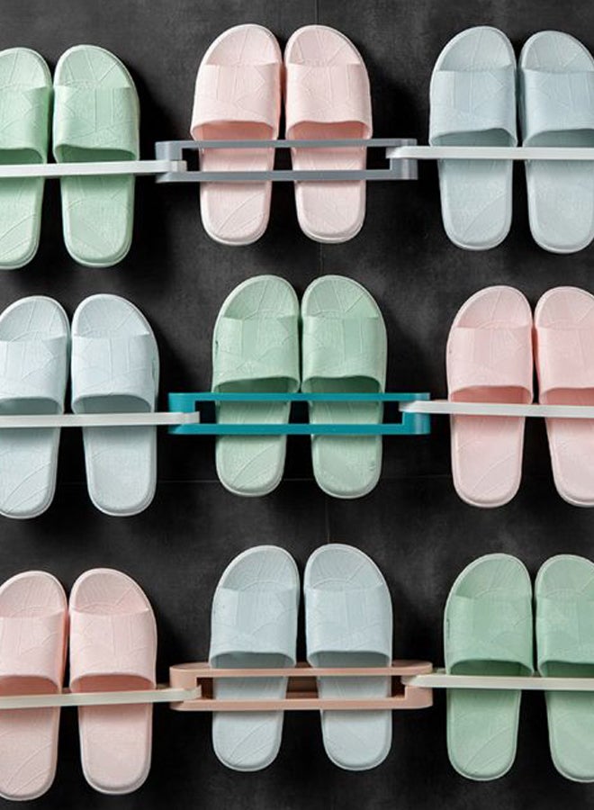 3-In-1 Foldable Wall Mounted Bathroom Shoes Organizer Pink/White - Image 2