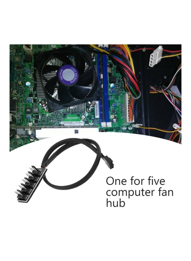 Generic - 1 To 5 4-Pin TX4 PWM CPU Cooling Fan Cable Connector Black - Image 1