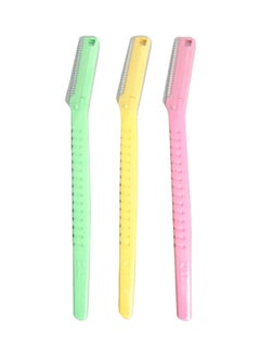 KAI Pack Of 3 Touch N Brow Razor Green/Yellow/Pink  - Image 1