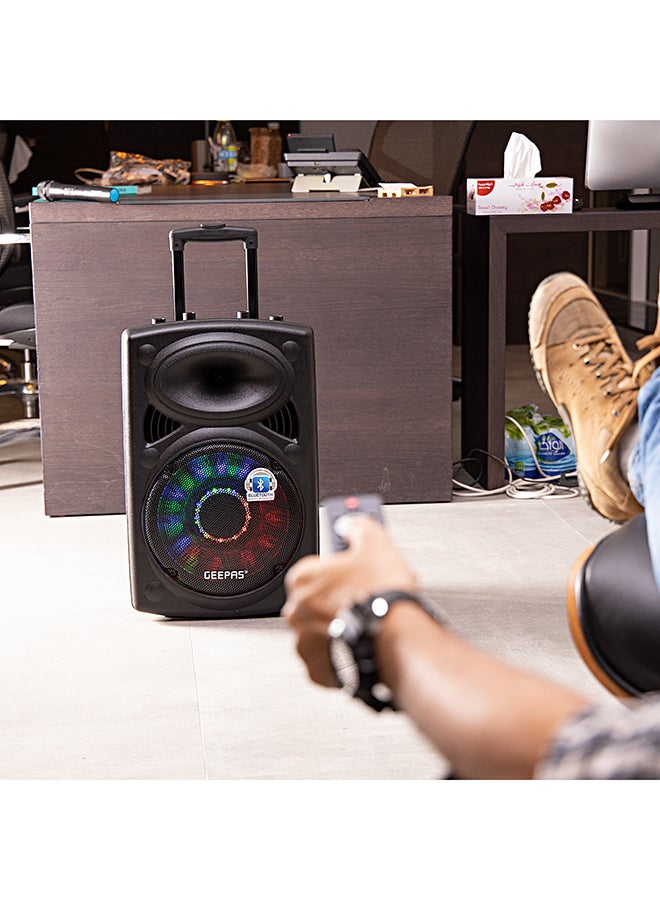 GEEPAS Portable & Rechargeable Professional Speaker With Wireless Microphone, USB/Bluetooth/SD Card Slots/FM Radio, 40000W PMPO, GMS8519 Black GMS8519 Black  - Image 3