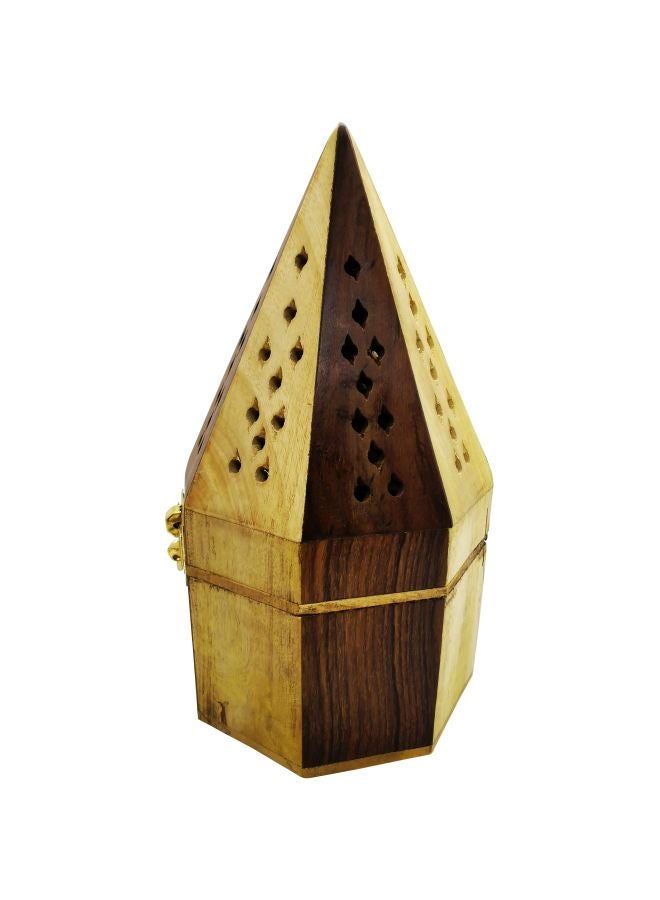 Wooden Classic Pyramid Style Burner Yellow/Brown 18x10.5cm - Image 1