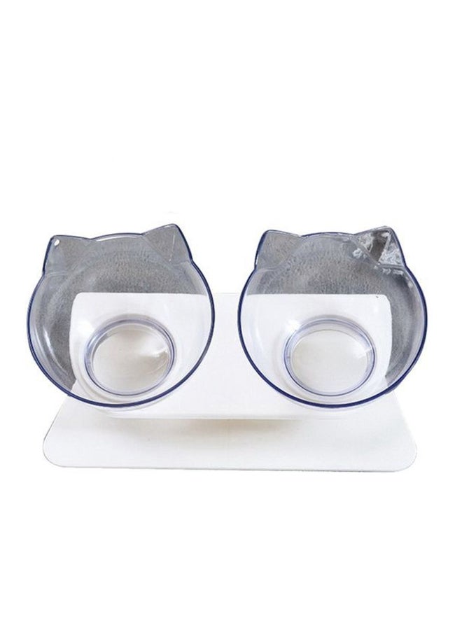 Dual Feeding Bowls With Stand White/Clear - Image 1