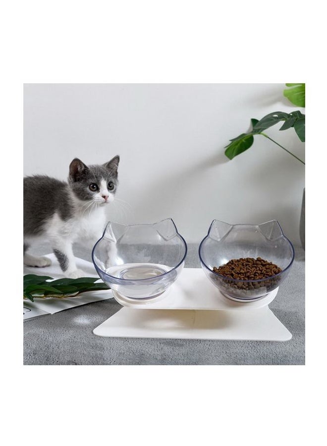 Dual Feeding Bowls With Stand White/Clear - Image 2