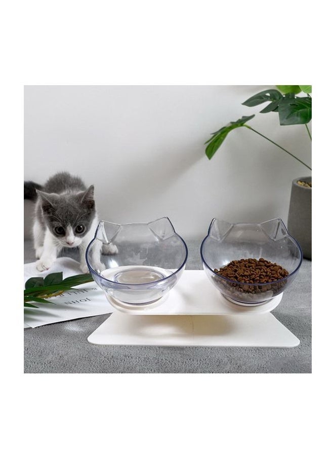 Dual Feeding Bowls With Stand White/Clear - Image 3