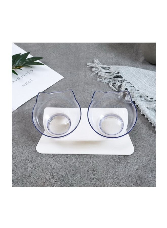 Dual Feeding Bowls With Stand White/Clear - Image 4