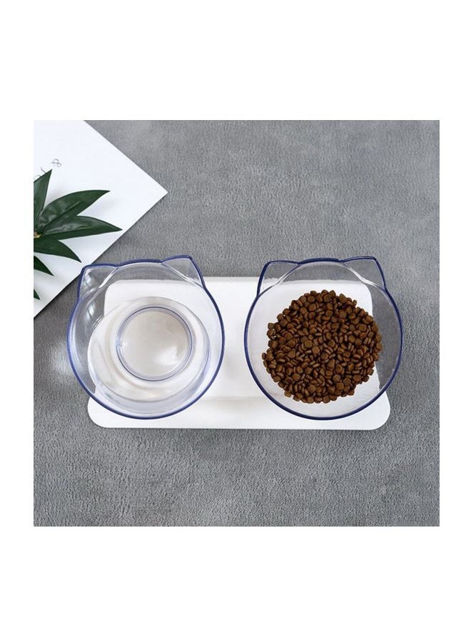 Dual Feeding Bowls With Stand White/Clear - Image 5