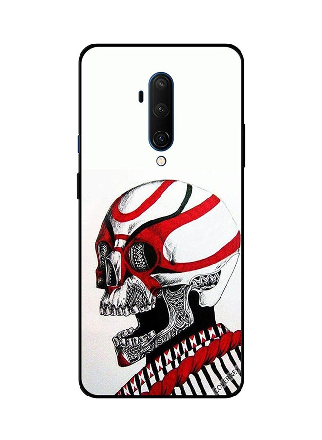 غطاء حماية واق لهاتف ون بلس 7T برو طبعة جمجمة أحمر & أبيض
