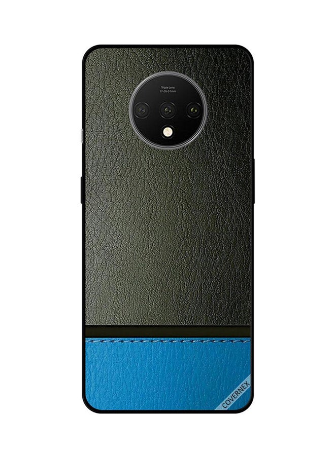 كوفرنيكس غطاء حماية واق لهاتف ون بلس 7T نمط جلد أزرق ومخضر داكن