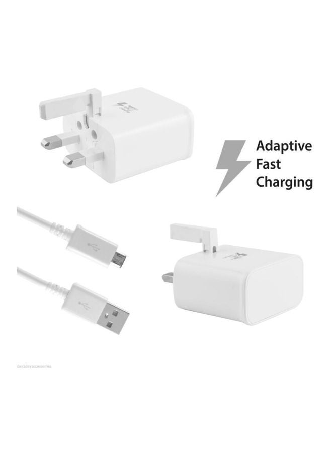 سامسونج محول مناسب للسفر سريع الشحن بكابل مايكرو USB أبيض  - Image 4