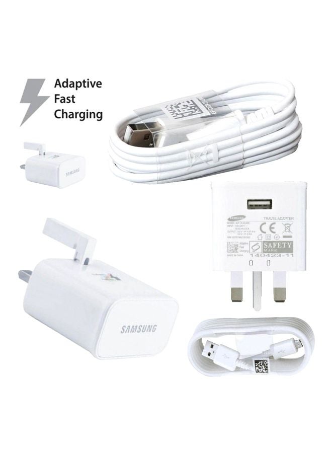 سامسونج محول مناسب للسفر سريع الشحن بكابل مايكرو USB أبيض  - Image 2