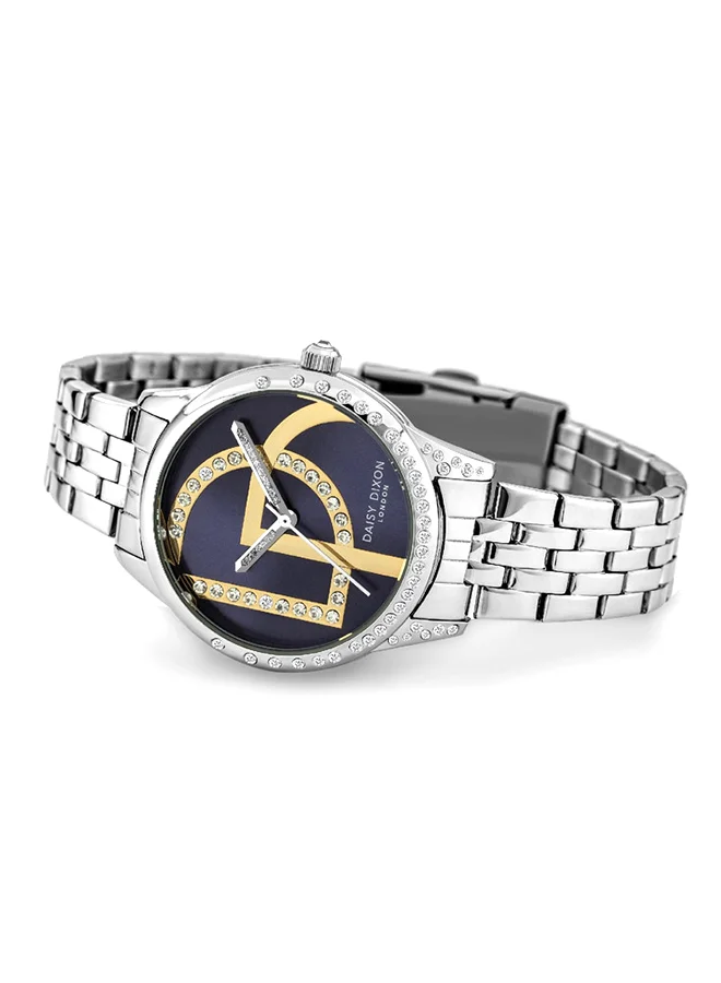 DAISY DIXON LONDON DAISY DIXON LONDON Lily Women's Analogue Quartz Watch with Blue Sunray Dial and Silver and Gold Plated Stainless Steel Bracelet - D105SM