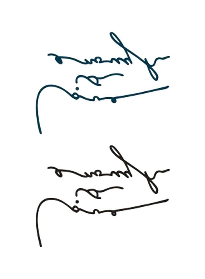 2-Piece Temporary Tattoo Sticker Set Black/Blue