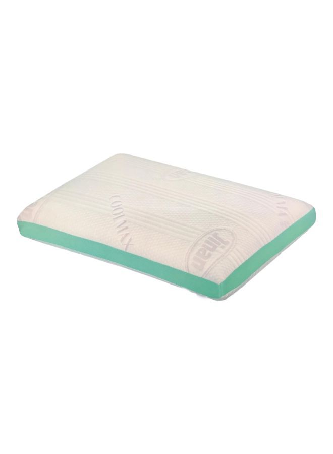 JINAN - Cool Max Memory Foam Pillow White/Green 70x40centimeter - Image 1