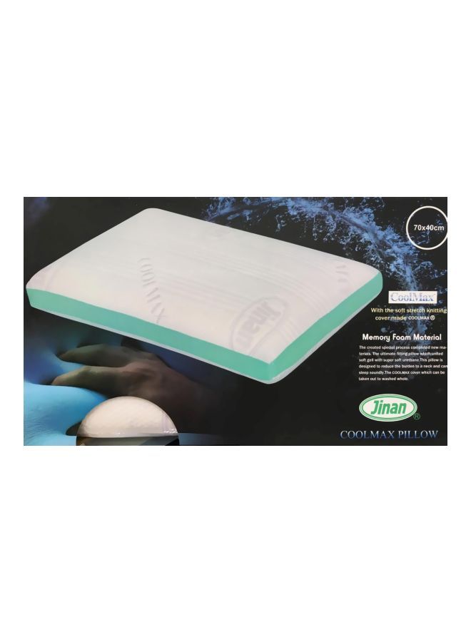 JINAN - Cool Max Memory Foam Pillow White/Green 70x40centimeter - Image 1