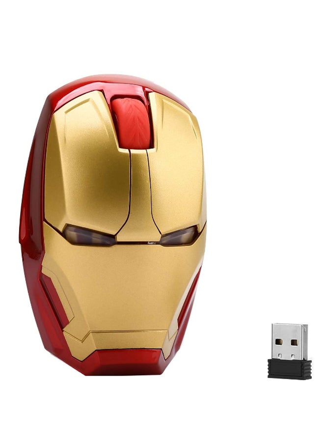 Wireless Iron Man Gaming Mouse With USB Bluetooth Receiver Gold/Red/Clear  - Image 1