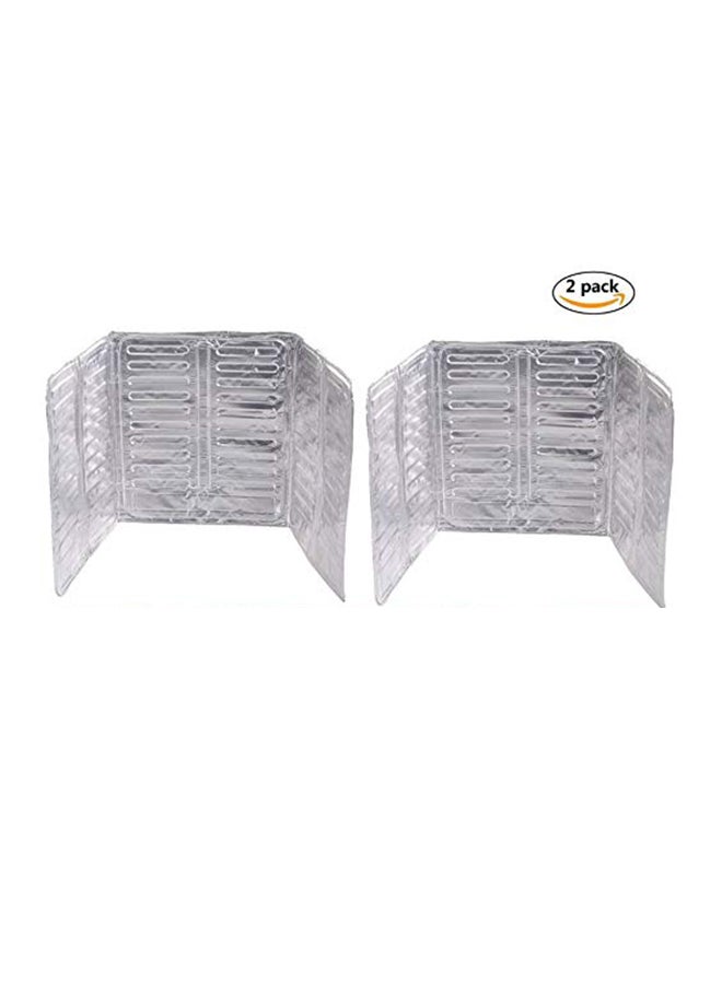 Rubik 2-Piece Aluminum Foil Gas Stove Oil Splatter Shield Silver 84 x32.50centimeter  - Image 1