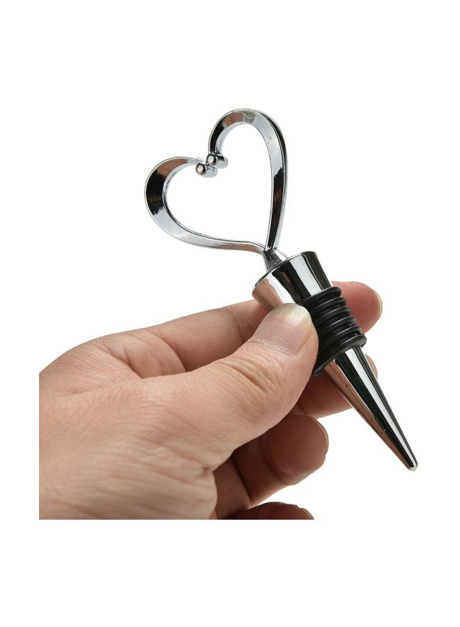 بيوينتي سدادة زجاجة المشروبات على شكل قلب أسود/ فضي 11x4.3سم - Image 4