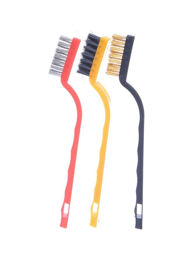 3-Piece Wire Brush Set Yellow/Red/Black 2.3inch