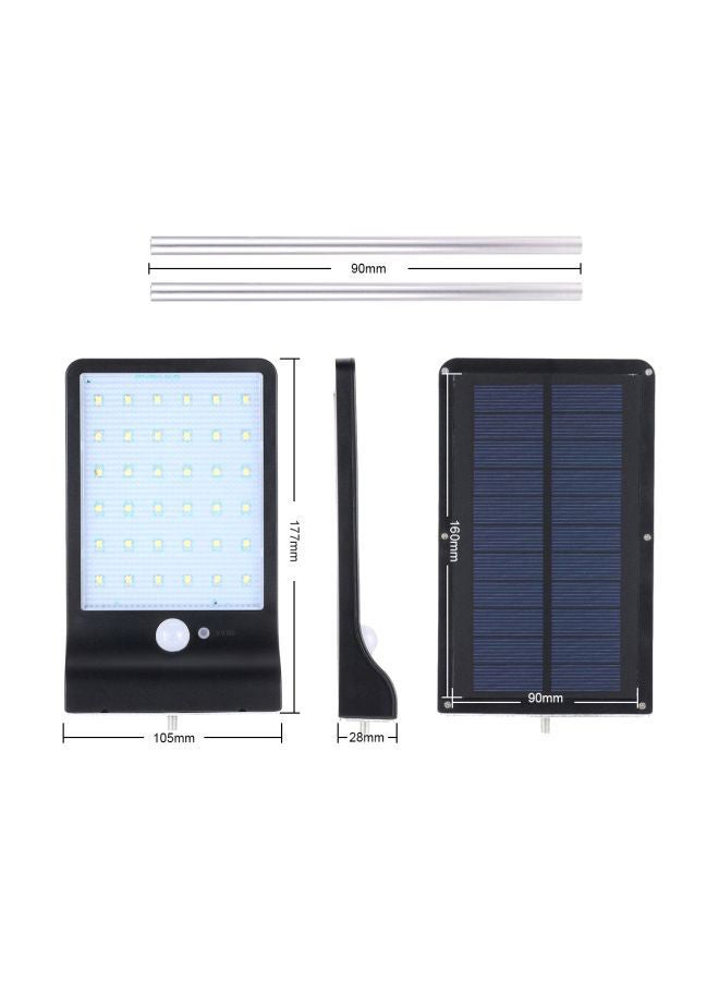 Solar Powered LED Energy PIR Motion Sensor Wall Lamp Black 19x3.60x12centimeter - Image 3