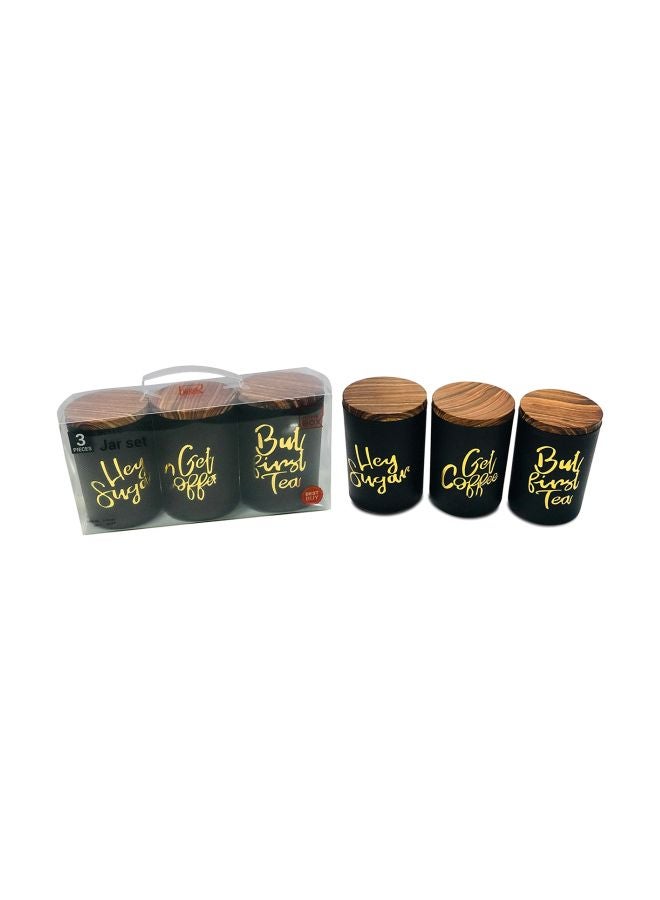 Home Box - 3-Piece Tea Coffee Sugar Jar Black/Beige 200ml - Image 1