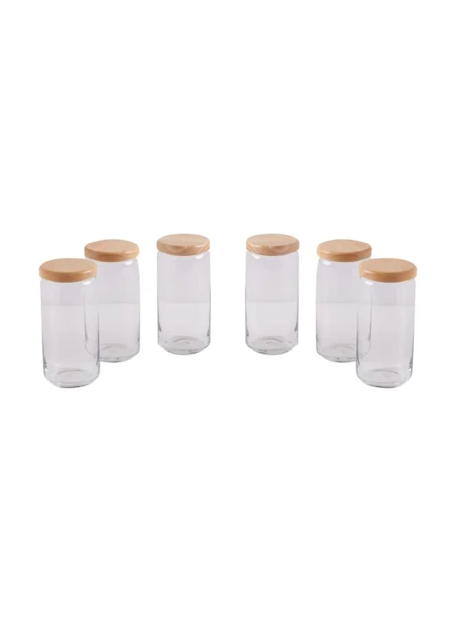 Home Box Set Of 6 Ocean Pop Jar with Wooden Lid