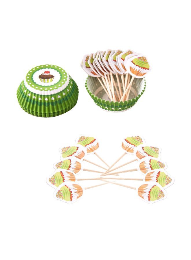 Home Box Set Of 60 Cup Cake Liners Green/White/Orange 13centimeter - Image 1