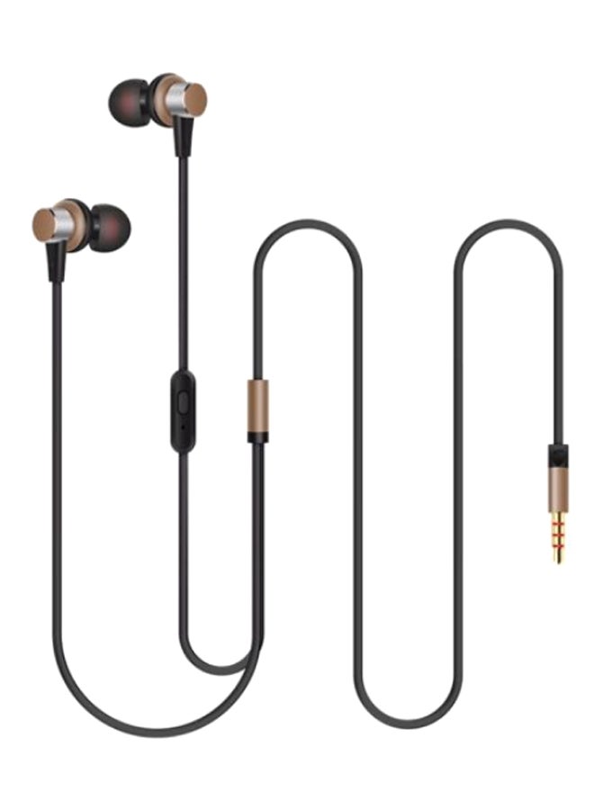 VK520 Stereo In-Ear Earphone With Microphone Brown/Gold/Black  - Image 1