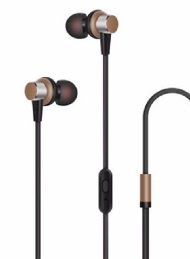 VK520 Stereo In-Ear Earphone With Microphone Brown/Gold/Black  - Image 2