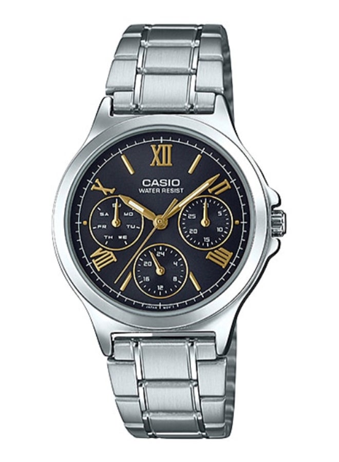 CASIO Women's Stainless Steel Round Shape Analog Watch LTP-V300D-1A2UDF - 33 Mm - Silver - Image 1