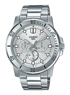 Men's Stainless Steel Round Shape Analog Watch MTP-VD300D-7EUDF - 45 mm - Silver