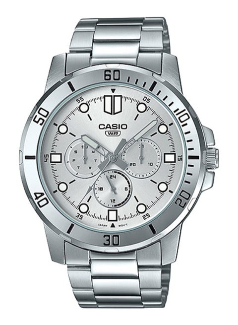 Men's Stainless Steel Round Shape Analog Watch MTP-VD300D-7EUDF - 45 mm - Silver