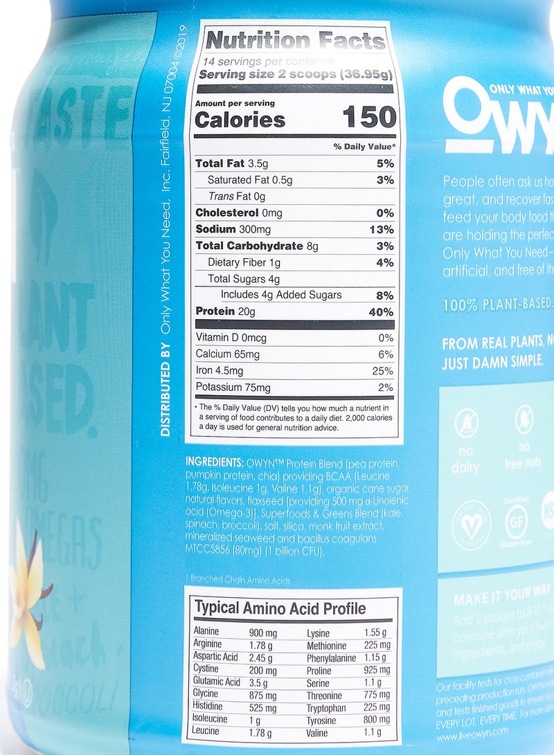OWYN Plant Protein Powder Smooth Vanilla 517grams - Image 3