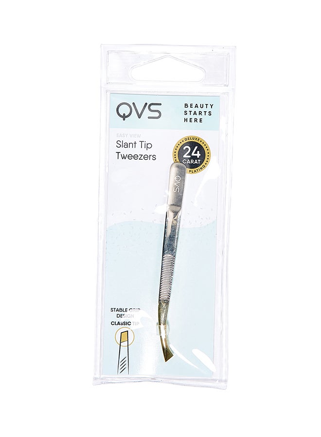 QVS Slant Tip Tweezers Silver  - Image 2