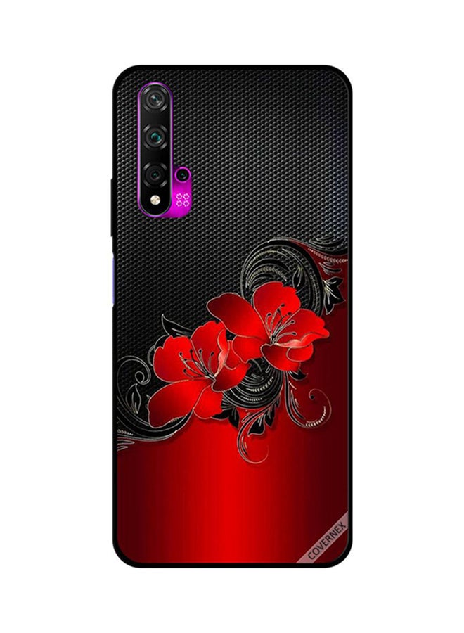 Covernex Protective Case Cover For Huawei Nova 5T Red Flowers Pattern